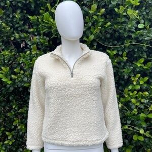 NWT Melrose & Market Nordstrom Vegan Shearling 1/4 Zip Sweater